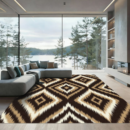 Earthy Diamond Zigzag Ikat Rug