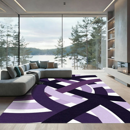 Abstract Interlocking Purple Curved Lines Rug