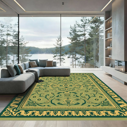 Olive Green Floral Medina Rug