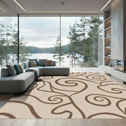 Light Beige Swirl Abstract Organic Rug