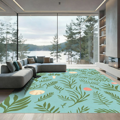 Sea Life Botanical Background Rug
