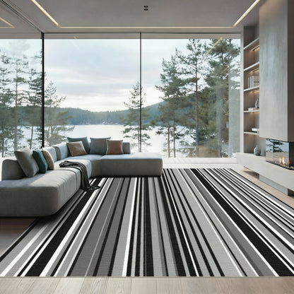 Monochromatic Vertical Stripe Array Rug