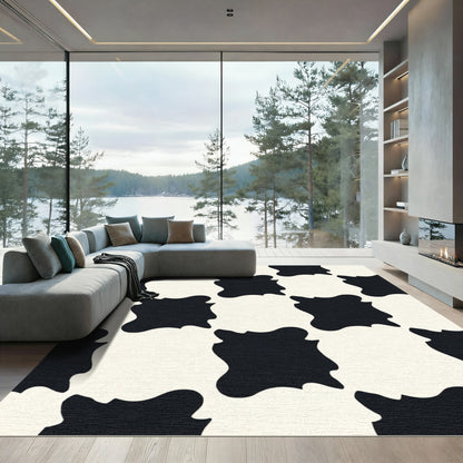 Bold Black White Organic Shapes Rug