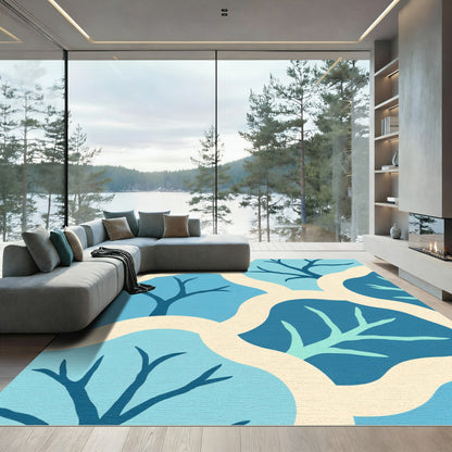 Teal Branch Lattice Abstract Rug