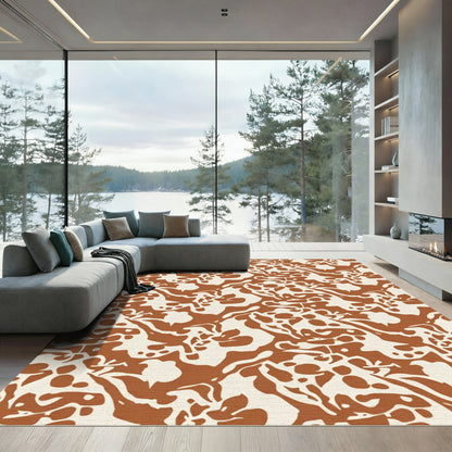 Rustic Ochre Organic Abstract Flow Rug