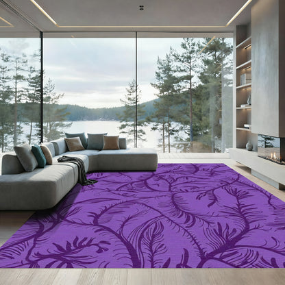 Deep Purple Feathered Vine Rug