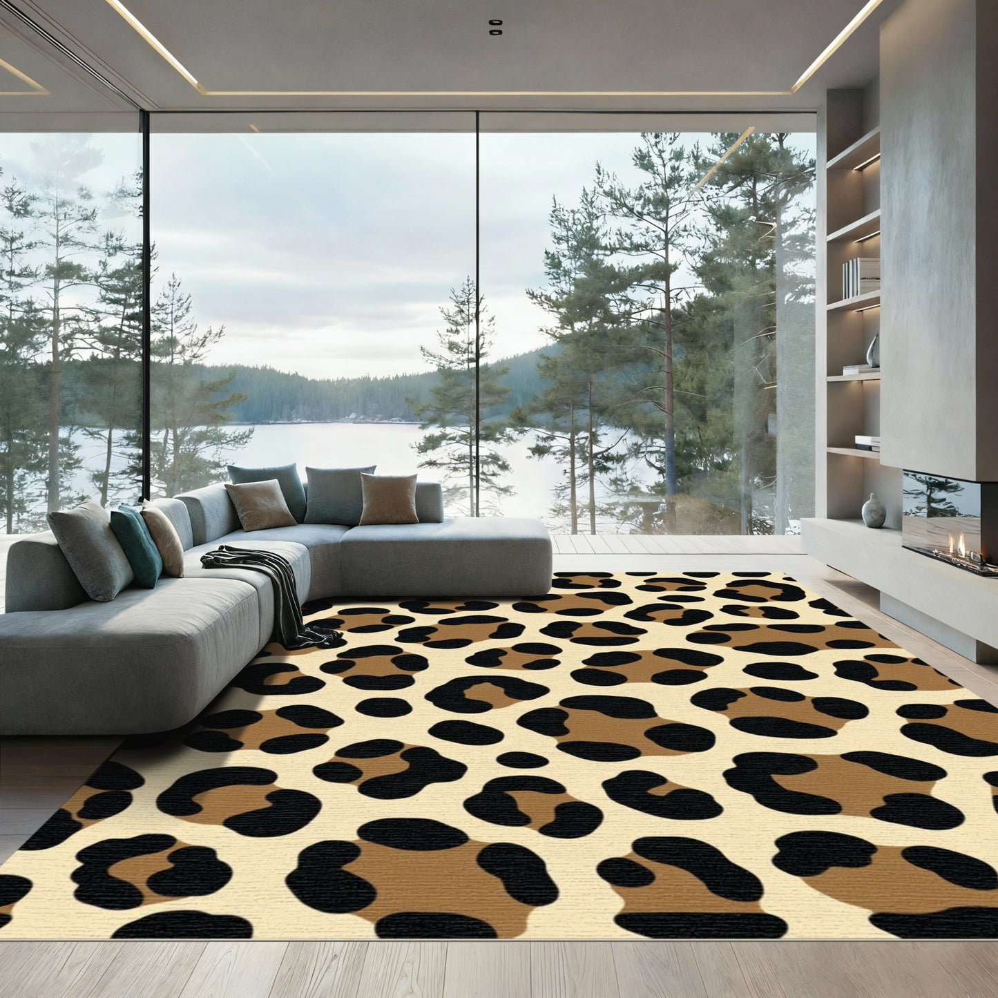 Brown Black Cheetah Spots Rug