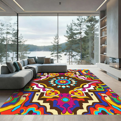 Vibrant Brown Symmetrical Medallion Rug