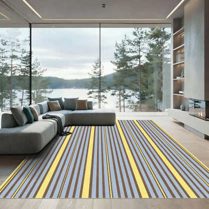 Striped Ochre Sky Brown Lines Rug