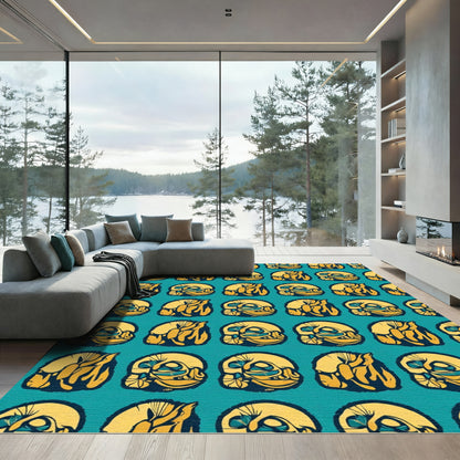 Yellow Teal Abstract Clan Forms Rug