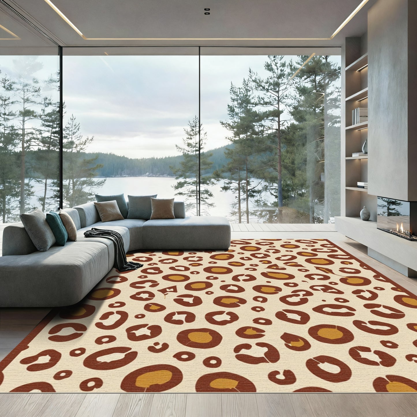 Chic Tan Spotted Animal Print Rug