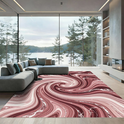 Rose Gold Swirl Marble Rug
