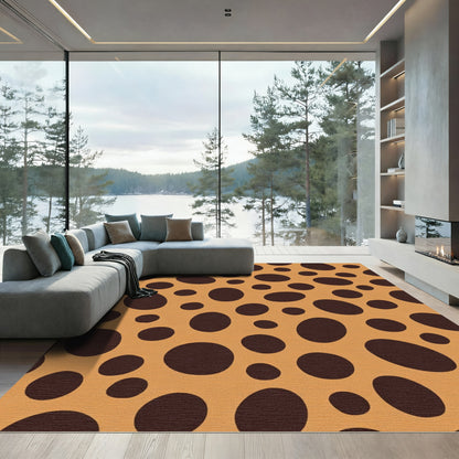 Brown Amorphous Spots Amber Field Rug