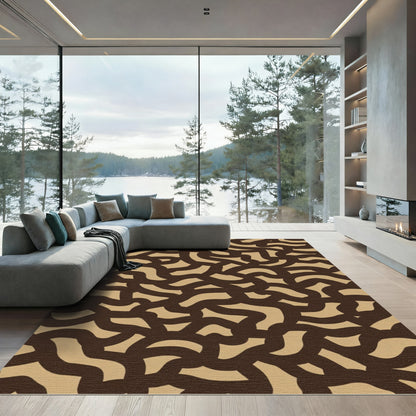 Brown Beige Organic Intertwined Flow Rug