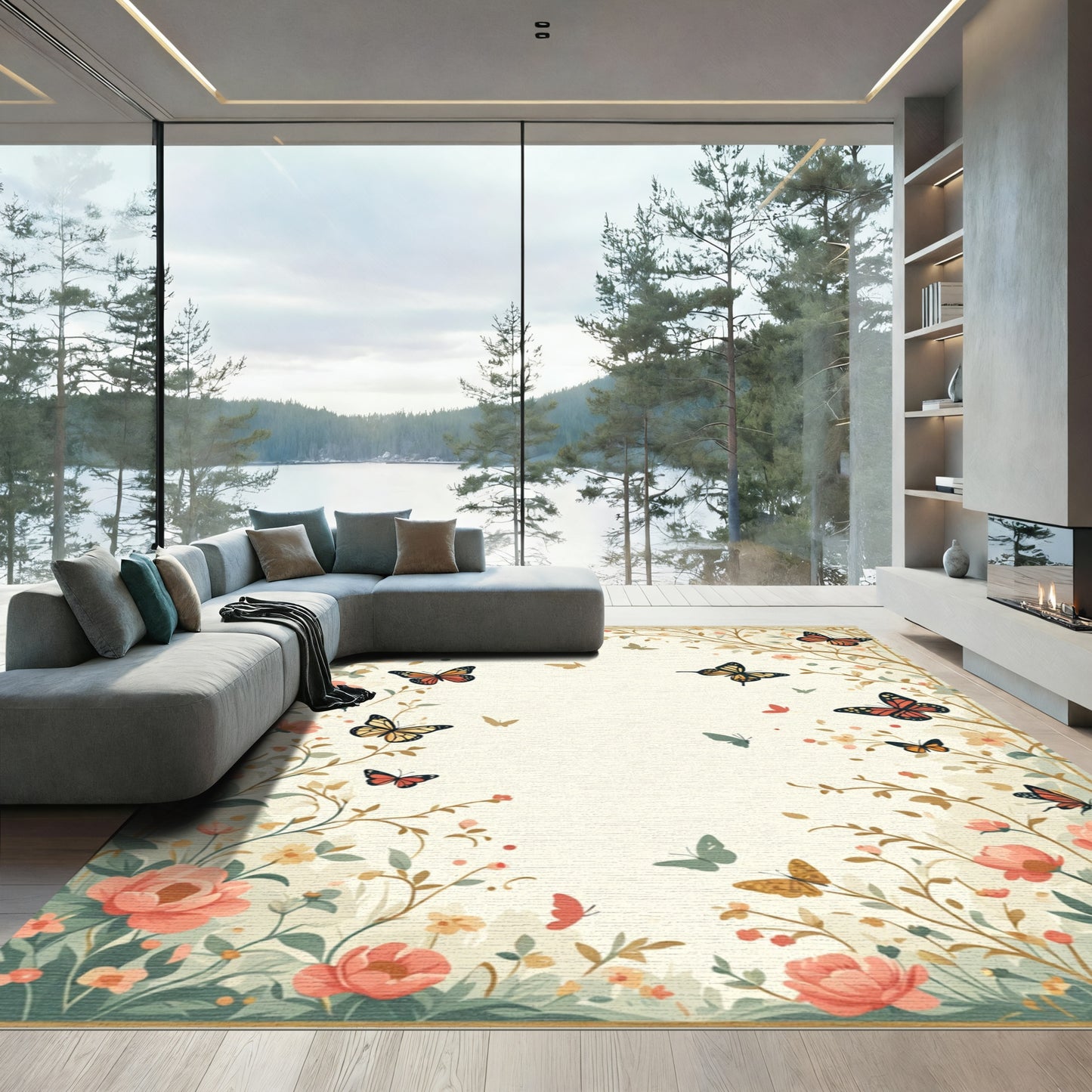 Whimsical Butterfly Garden Blossom Rug