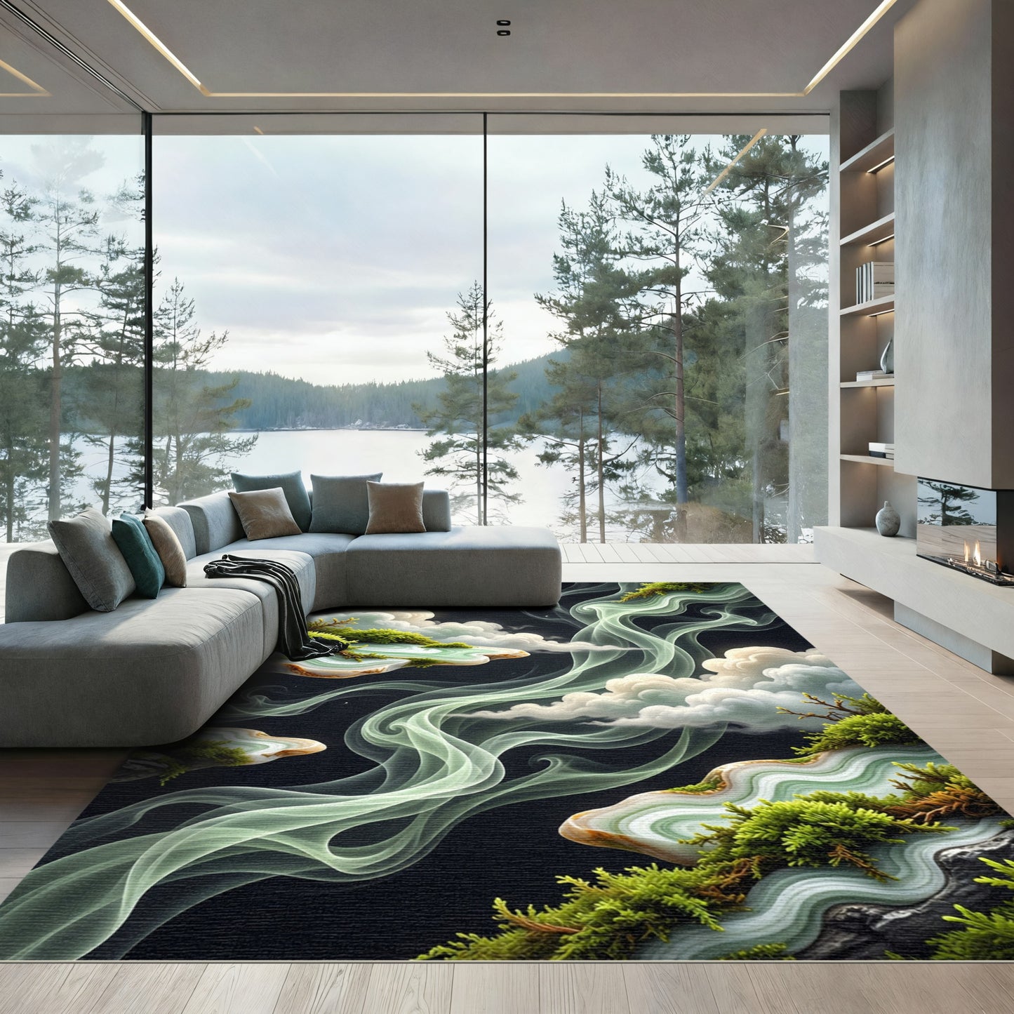 Ethereal Green Smoke Agate Islands Rug