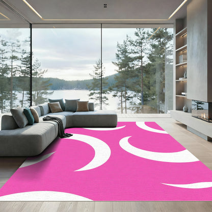 Pink Swirling Crescent Swirl Rug