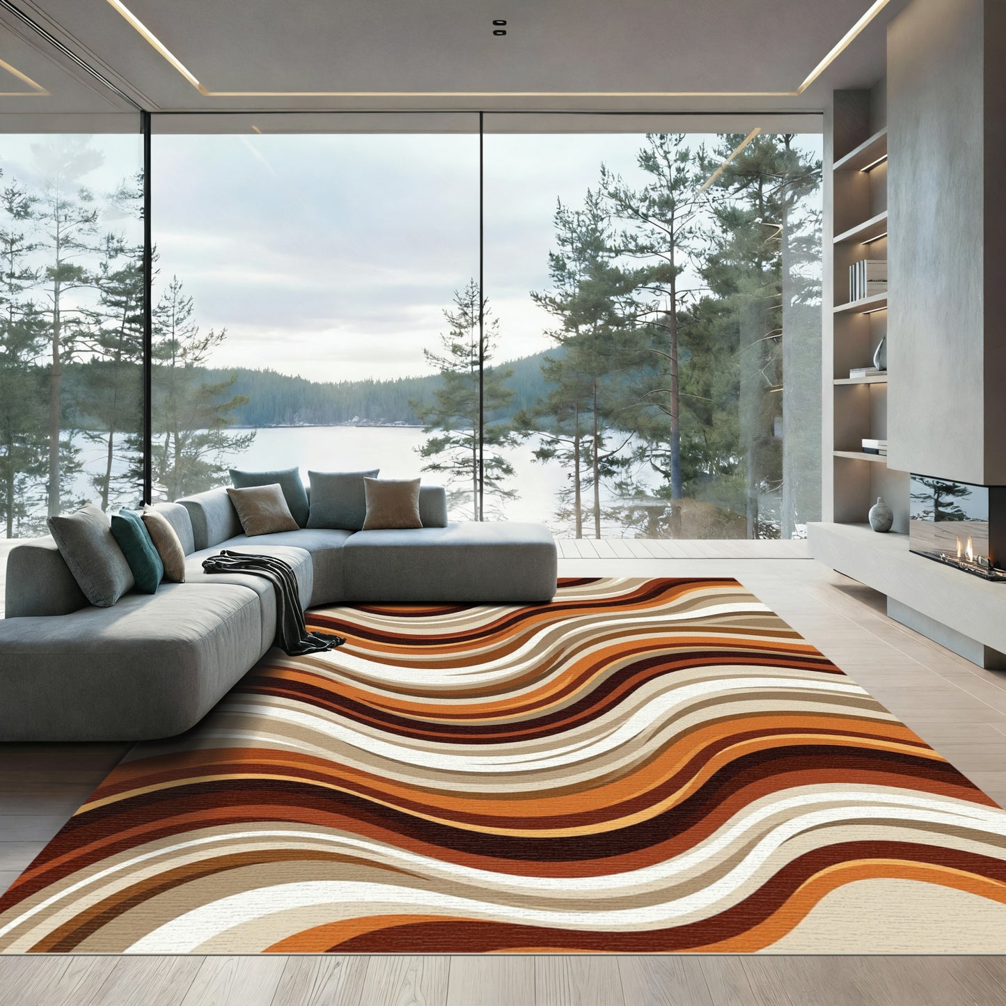 Modern Earthy Wavy Abstract Rug