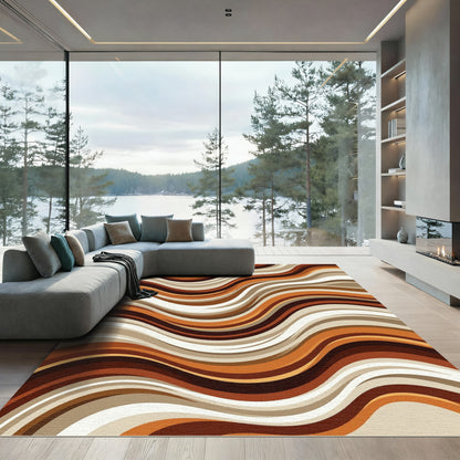 Modern Earthy Wavy Abstract Rug