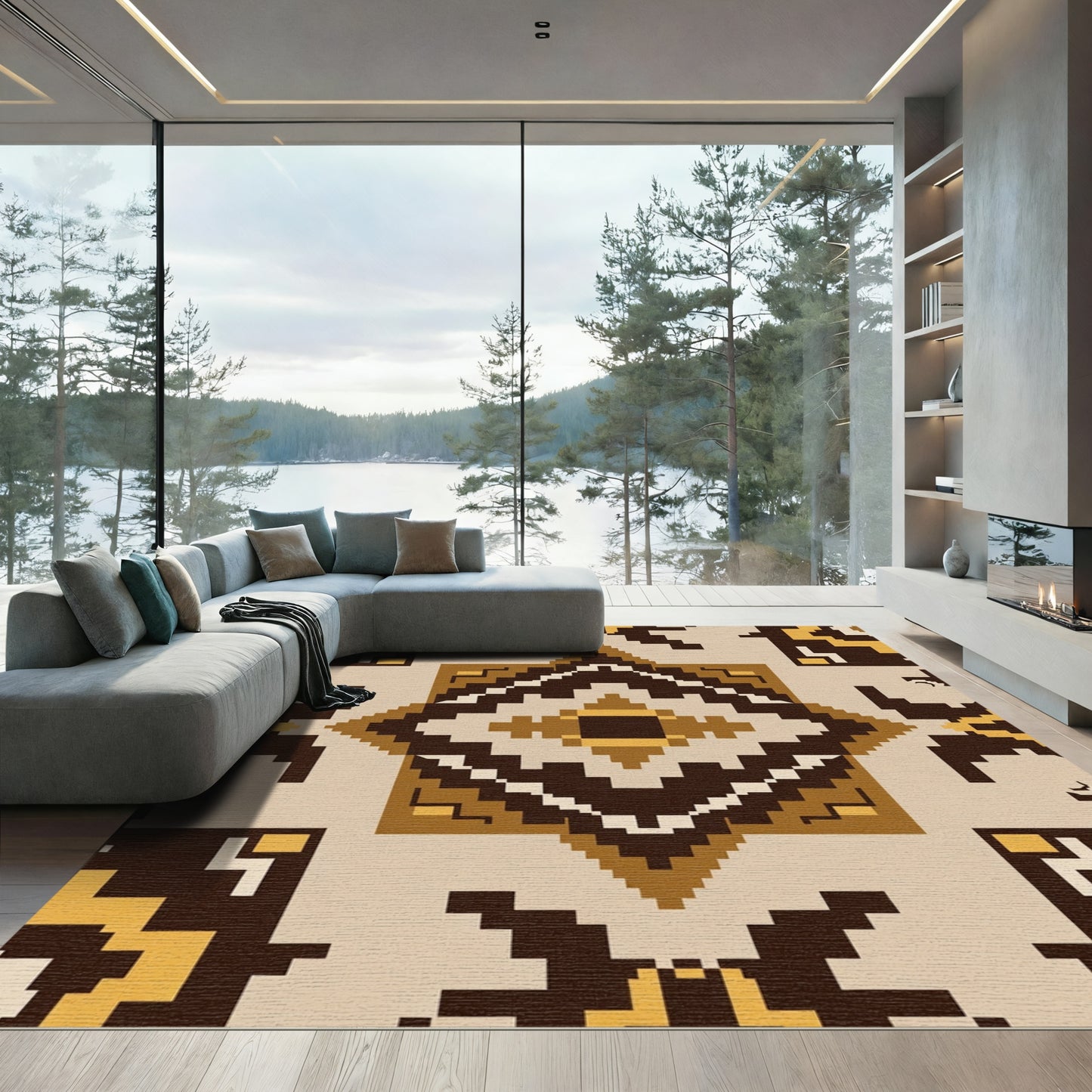 Terracotta Earth Diamond Geometric Rug