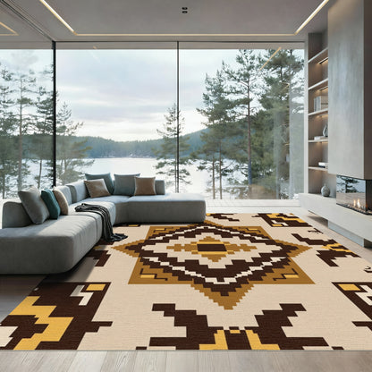 Terracotta Earth Diamond Geometric Rug