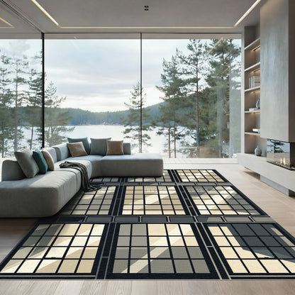 Industrial Grid Architectural Light Window Rug