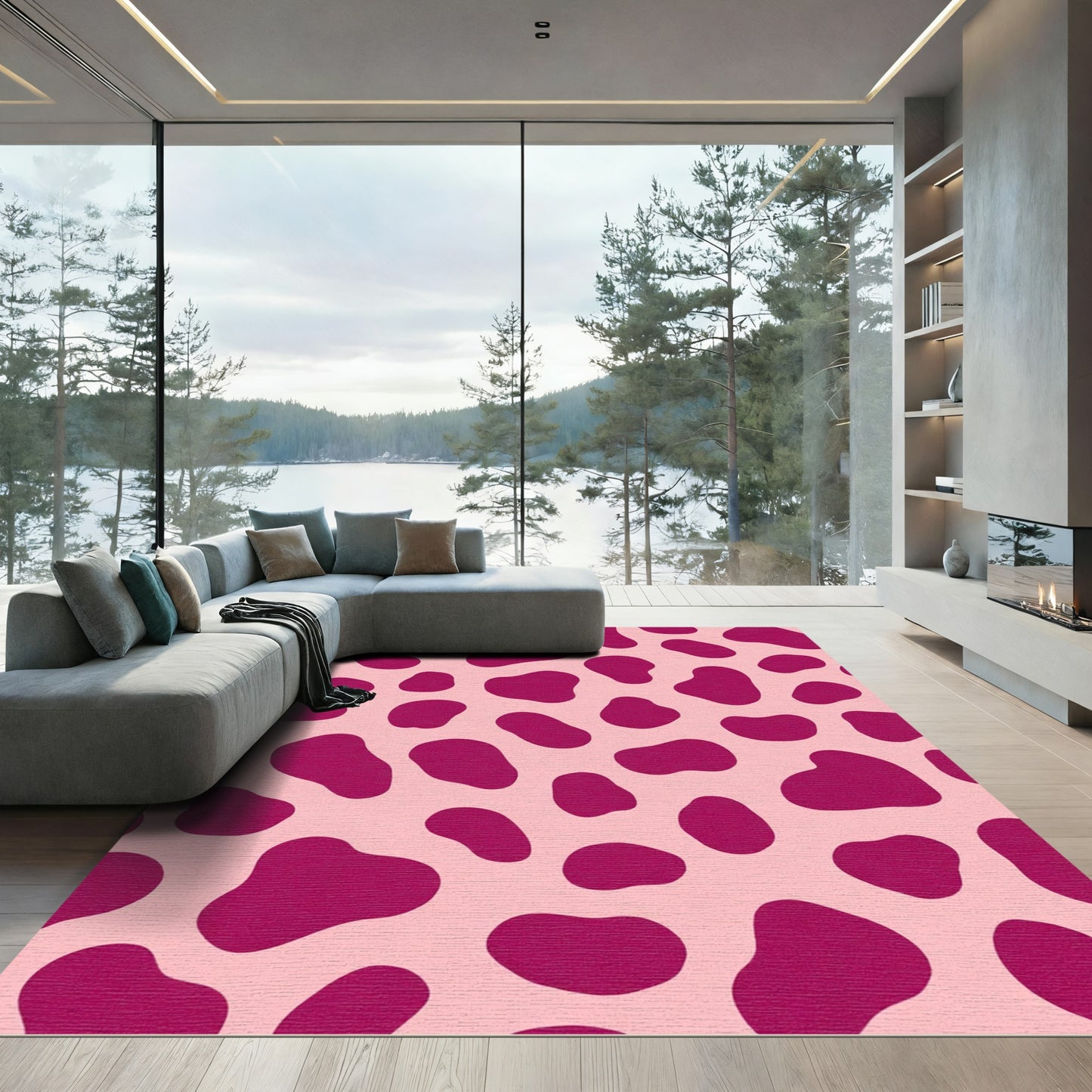 Pink Magenta Abstract Spots Rug