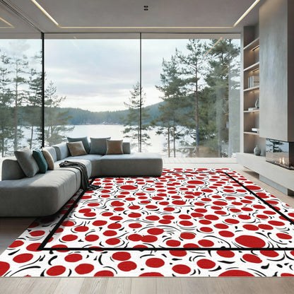 Crimson Circles Whimsical Swirl Rug