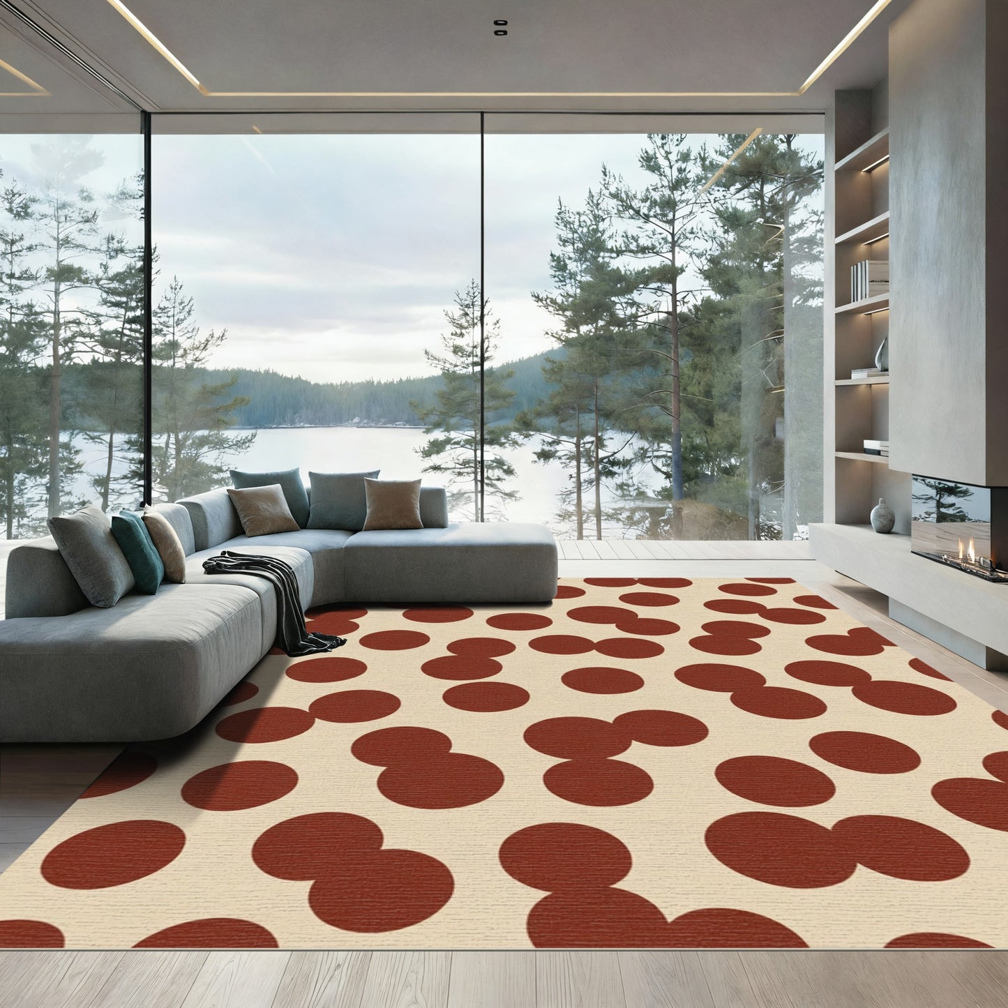 Tawny Red Casual Polka Dot Rug