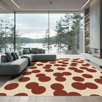Tawny Red Casual Polka Dot Rug