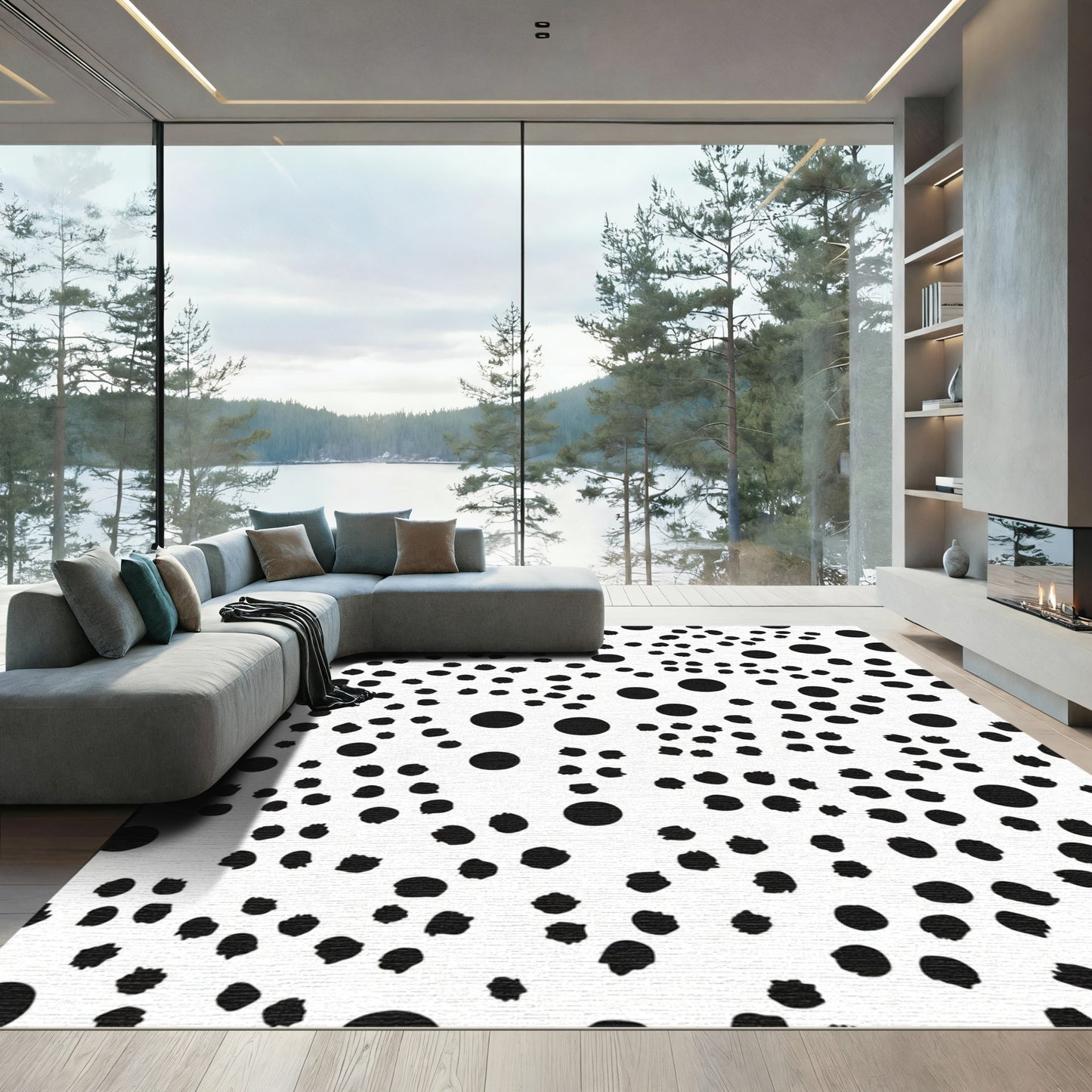 Black and White Polka Dots Scatter Rug
