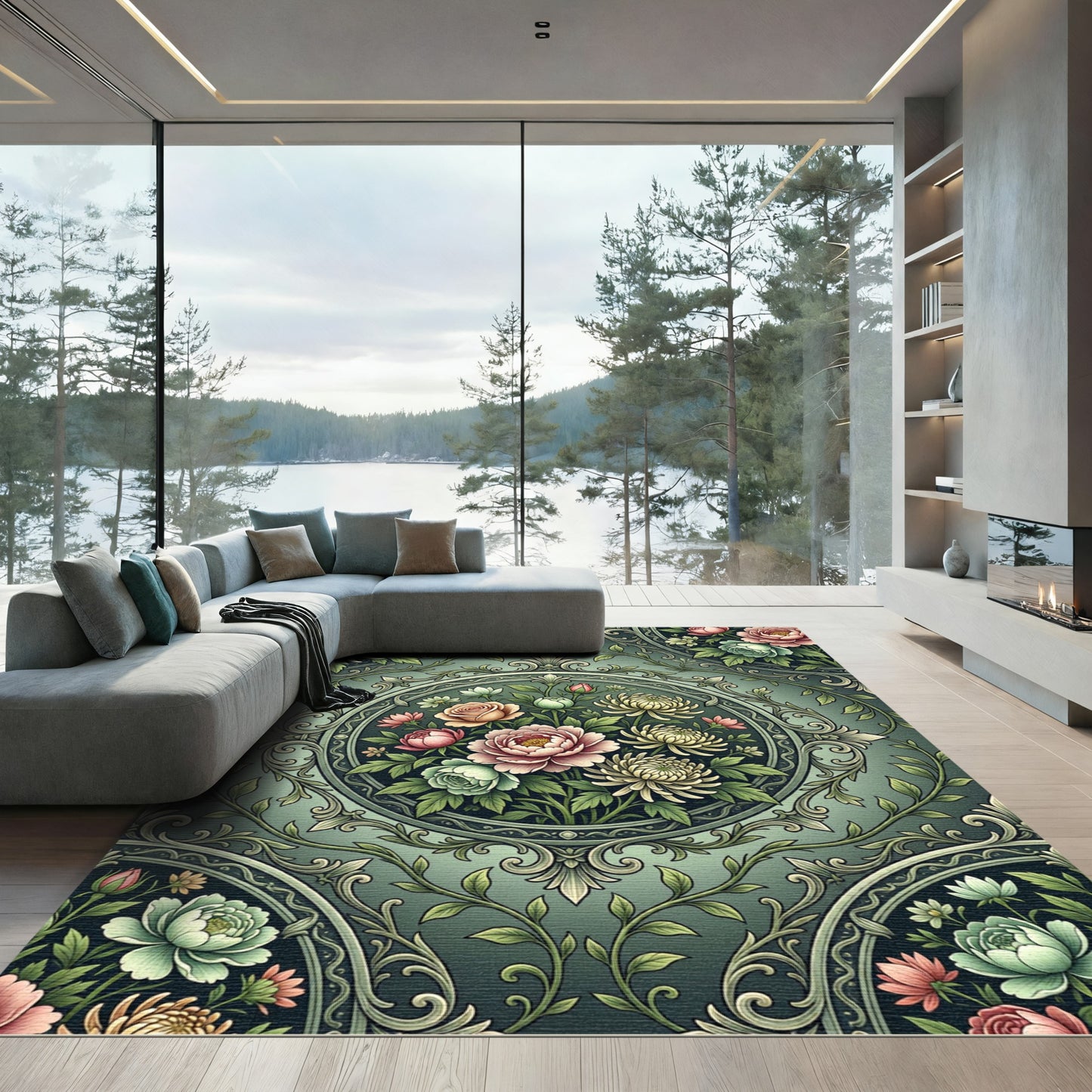 Vintage Floral Garden Medallion Rug