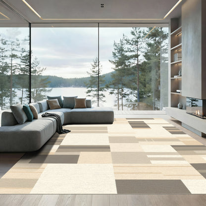Neutral Contemporary Block Stripe Rug