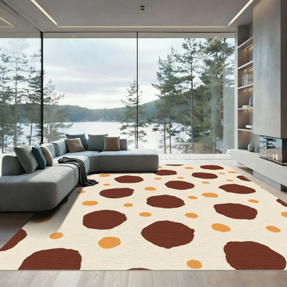 Deep Brown Orange Polka Dot Rug