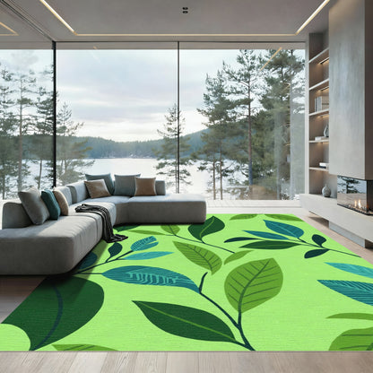 Lush Green Leafy Branches Rug