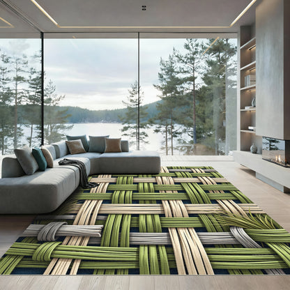 Woven Sage and Cream Botanical Weave Rug
