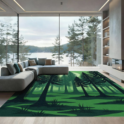 Emerald Forest Moonlit Pines Rug