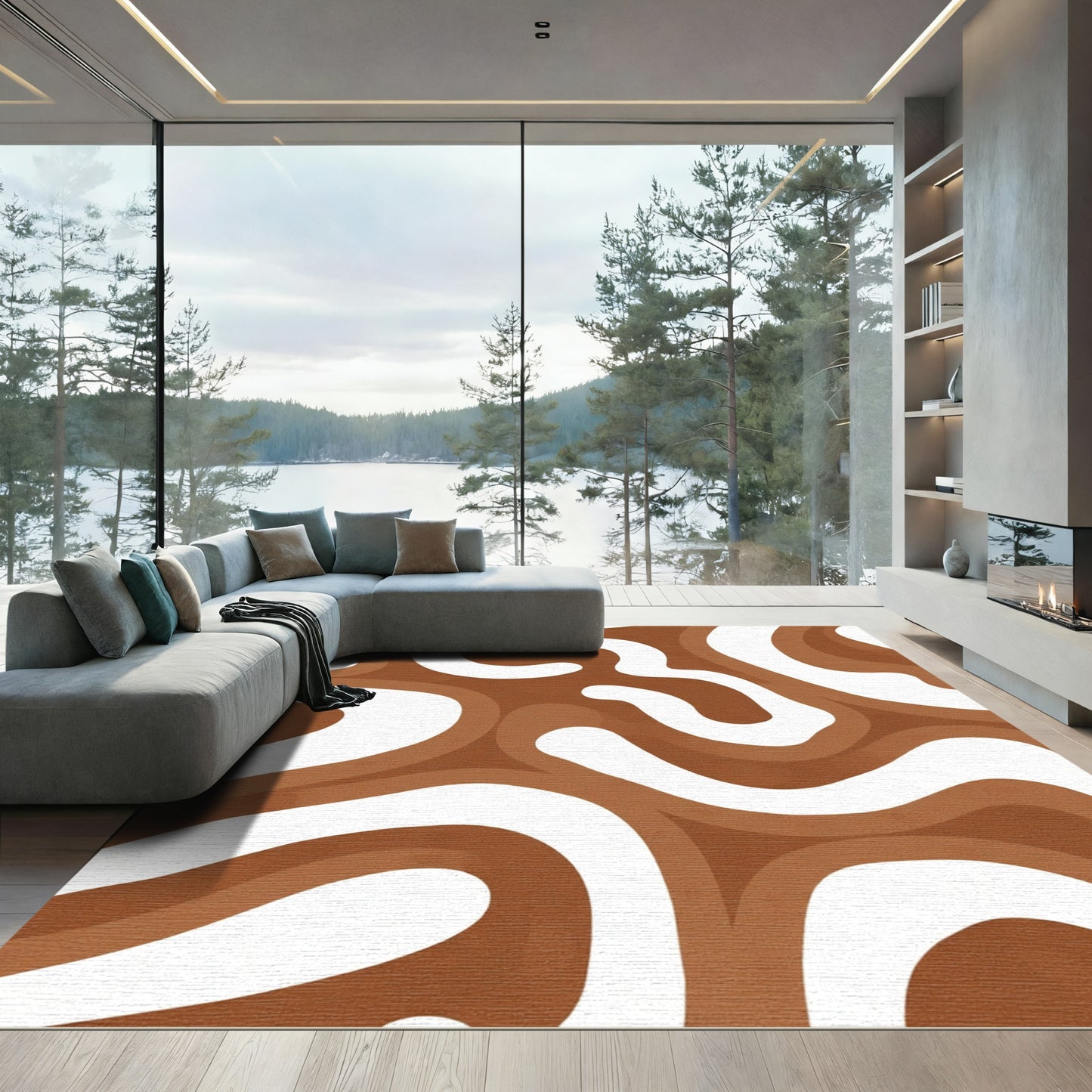 Warm Earthy Swirls Organic Rug