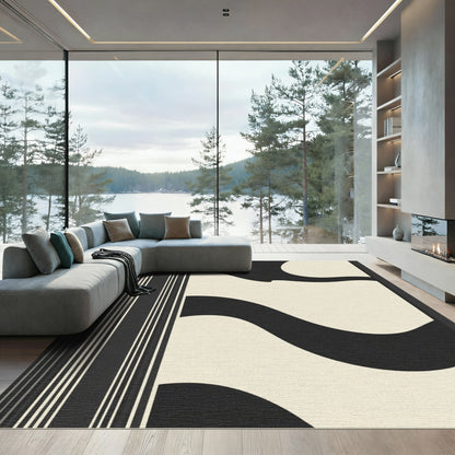 Monochromatic Abstract Wave Stripes Rug