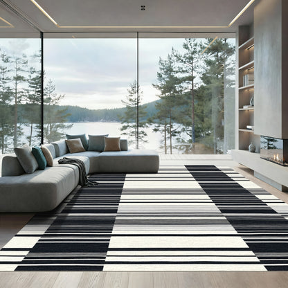 Monochrome Divided Stripe Composition Rug