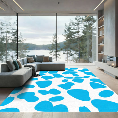 Bright Blue Organic Spots Rug