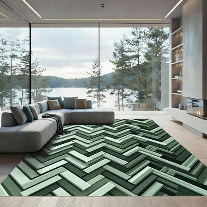 Herringbone Emerald Gradient Slat Rug