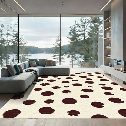 Cream Black Random Dot Scatter Rug