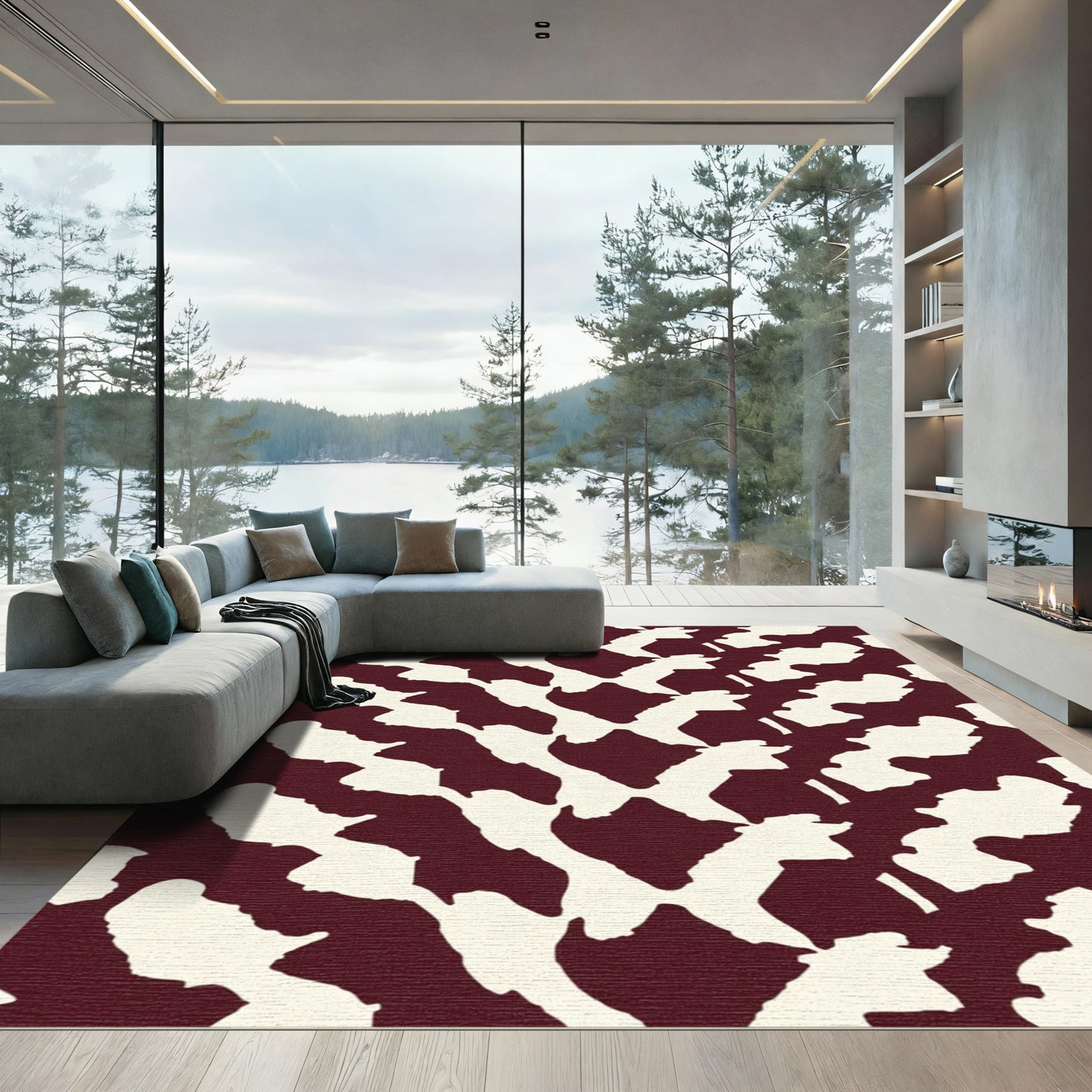 Crimson Cream Organic Flow Rug