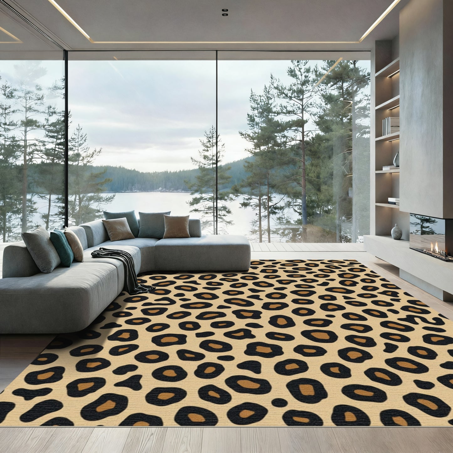 Classic Leopard Spots Animal Print Rug
