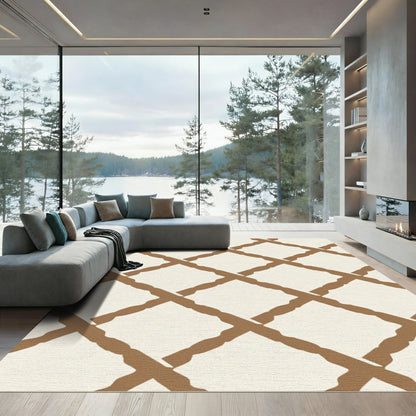 Brown Lattice Diamond Texture Rug