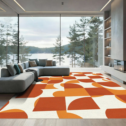 Retro Orange Archway Checkerboard Rug