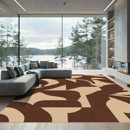 Deep Ochre Abstract Organic Shapes Rug