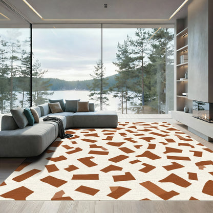 Brown Abstract Geometric Shapes Rug