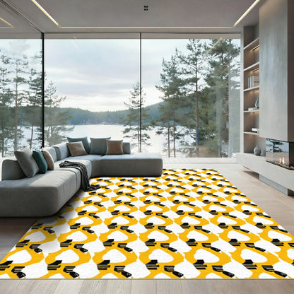 Bold Yellow Abstract Figures Rug